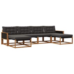 vidaXL Conjunto de sof&aacute;s de exterior con coj&iacute;n 6 pcs Natural y negro