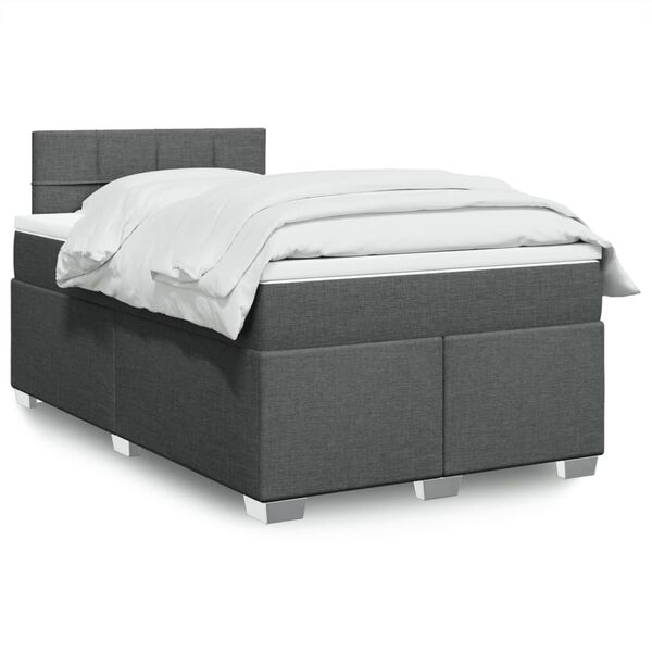 vidaXL Cama box spring con colch&oacute;n tela gris oscuro 120x190 cm