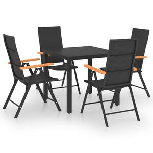 vidaXL Juego de comedor para jard&iacute;n 5 piezas negro y marr&oacute;n