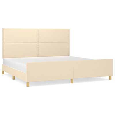 vidaXL Estructura de cama con cabecero de tela color crema 200x200 cm