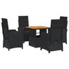 vidaXL Set de muebles jard&iacute;n 5 pzas con cojines rat&aacute;n sint&eacute;tico negro