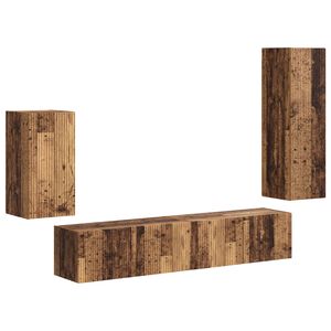 vidaXL Conjunto de mueble de TV Montaje en la pared 4 pcs Madera vieja