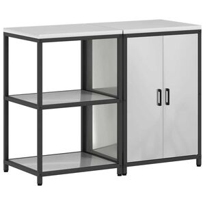 vidaXL Juego de Almacenamiento de Cocina con estante 2 pcs Plateado