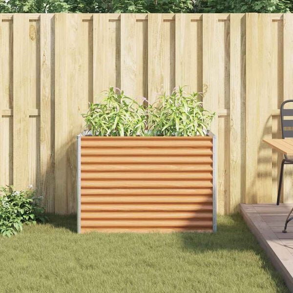 vidaXL Arriate elevado Marr&oacute;n Claro 98 x 50 x 68 cm Acero Galvanizado