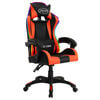 vidaXL Silla gaming con luces LED RGB cuero sint&eacute;tico naranja y negro
