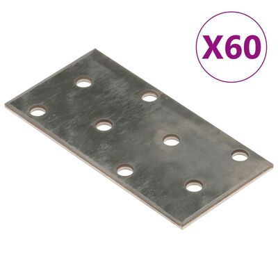 vidaXL Placas perforadas 60 uds acero galvanizado 2 mm 80x40 mm