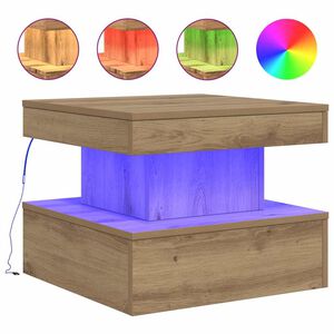 vidaXL Mesa de centro con luces LED roble artisian 50x50x40 cm