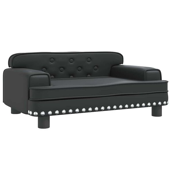 vidaXL Cama para perros de cuero sint&eacute;tico negra 70x45x30 cm