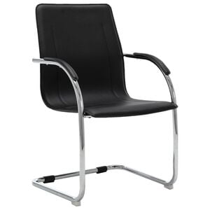 vidaXL Silla de oficina voladiza de cuero sint&eacute;tico negra