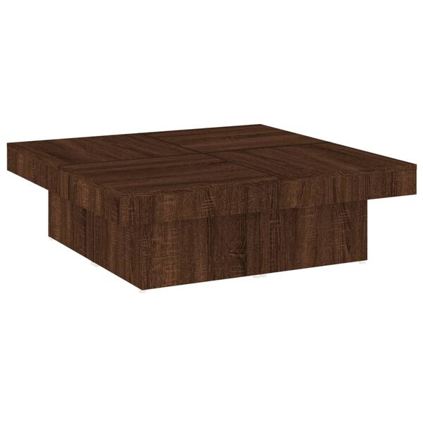 vidaXL Mesa de centro de madera contrachapada roble marrón 90x90x28 cm