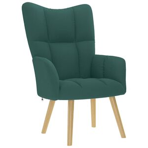 vidaXL Sill&oacute;n de relax de tela verde oscuro