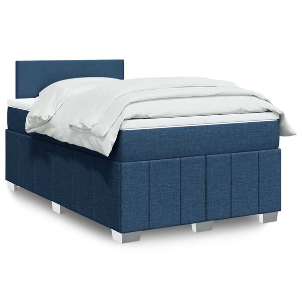 vidaXL Cama box spring con colch&oacute;n tela azul 120x200 cm