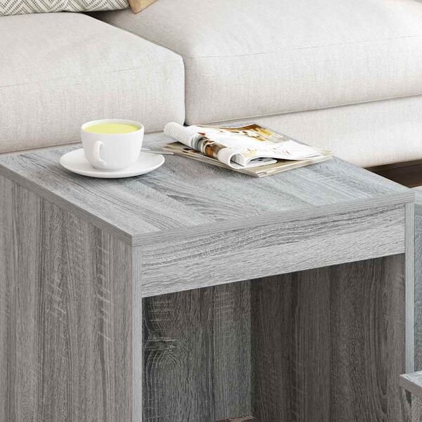 vidaXL Mesas apilables 3 pzas madera contrachapada color gris Sonoma