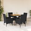 vidaXL Set de comedor jard&iacute;n 5 pzas con cojines rat&aacute;n PE acacia negro