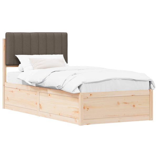 vidaXL Estructura de Cama con Cabecera Tapizada Taup&eacute; 90 x 200 cm