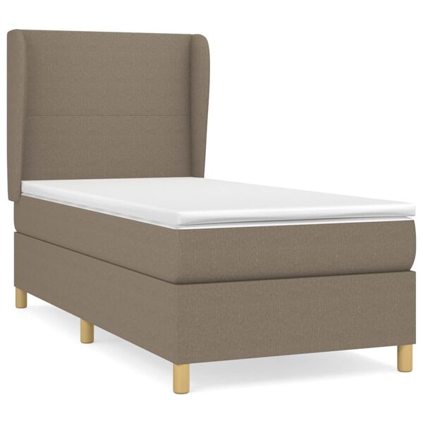 vidaXL Cama box spring con colch&oacute;n tela gris taupe 100x200 cm