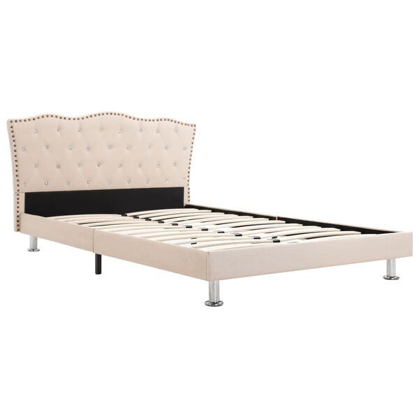 vidaXL Cama con colch&oacute;n viscoel&aacute;stico tela beige 140x200 cm