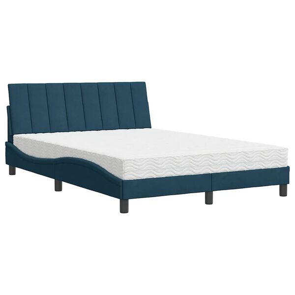vidaXL Cama con colch&oacute;n Hanko terciopelo azul 140x200 cm