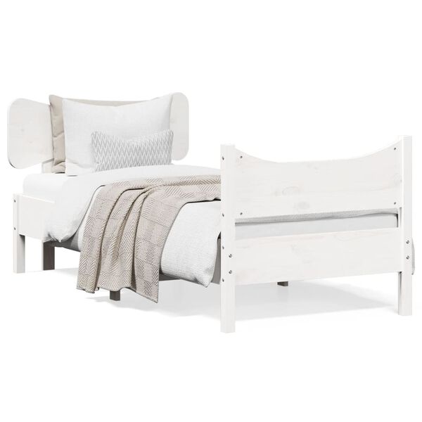 vidaXL Estructura de cama sin colch&oacute;n madera maciza blanca 90x190 cm