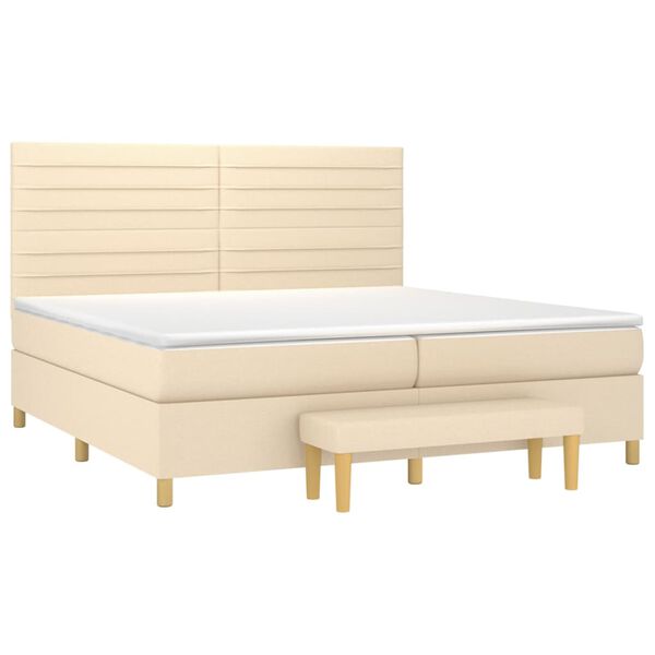 vidaXL Cama box spring con colch&oacute;n tela color crema 200x200 cm
