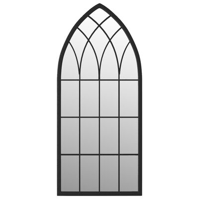 vidaXL Espejo de jardín negro hierro para exterior 100x45 cm