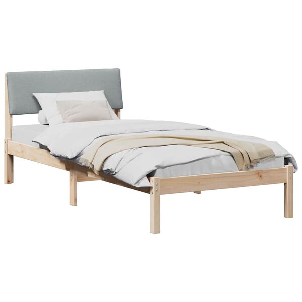 vidaXL Estructura de cama con cabecera Marr&oacute;n y gris claro 90 x 200 cm
