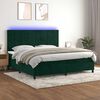 vidaXL Cama box spring colch&oacute;n y LED terciopelo verde oscuro 200x200cm