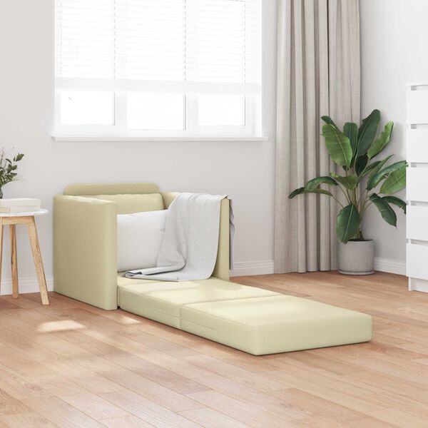 vidaXL Sof&aacute; cama 60cm Crema Cuero artificial