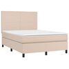 vidaXL Cama box spring colch&oacute;n LED cuero sint&eacute;tico capuchino 140x200cm