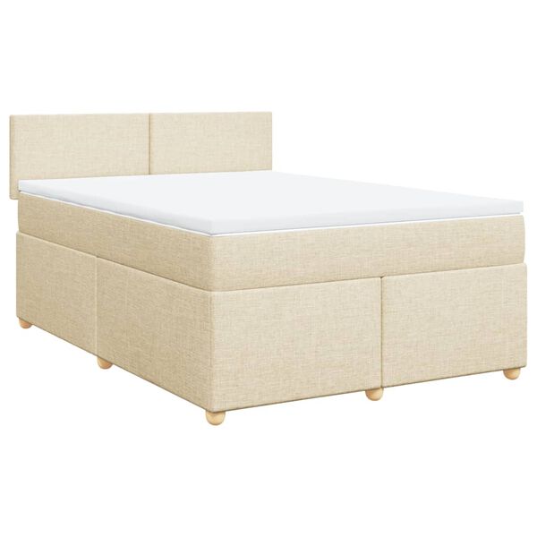 vidaXL Cama box spring con colch&oacute;n tela color crema 140x190 cm