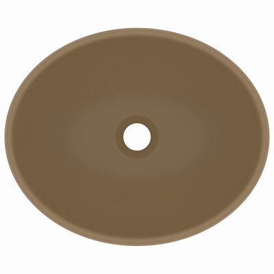 vidaXL Lavabo de lujo ovalado cerámica crema mate 40x33 cm