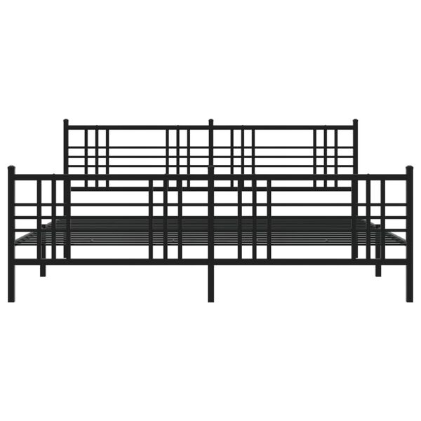 vidaXL Estructura cama sin colch&oacute;n con estribo metal negro 180x200 cm