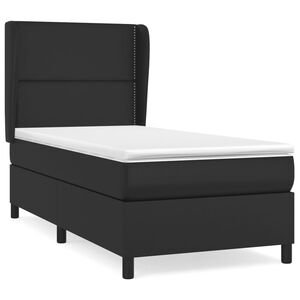vidaXL Cama box spring con colch&oacute;n cuero sint&eacute;tico negro 100x200 cm