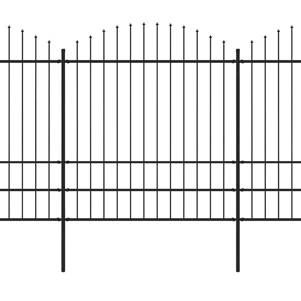 vidaXL Valla de jard&iacute;n con punta de lanza de acero 1248x200 cm negra