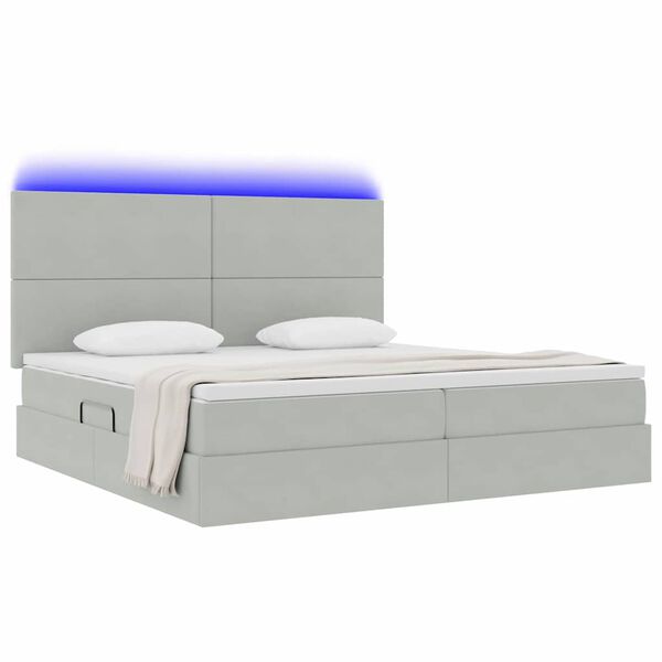 vidaXL Cama con almacenamiento y LED Gris Claro 200 x 200 cm