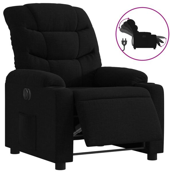 vidaXL Sill&oacute;n reclinable el&eacute;ctrico de tela negro