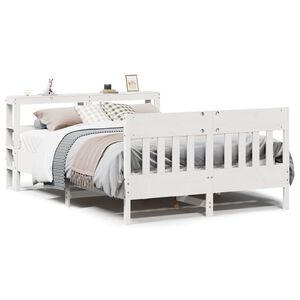 vidaXL Estructura de cama sin colch&oacute;n madera de pino blanca 120x200 cm