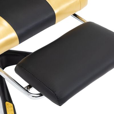 vidaXL Silla gaming con reposapiés cuero sintético negro y dorado