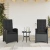 vidaXL Sillones reclinable jard&iacute;n cojines 2 uds rat&aacute;n sint&eacute;tico negro