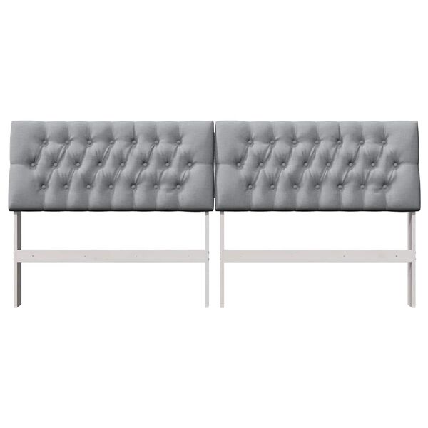 vidaXL Cabecero tapizado Gris Claro 200 cm Madera de pino macizo