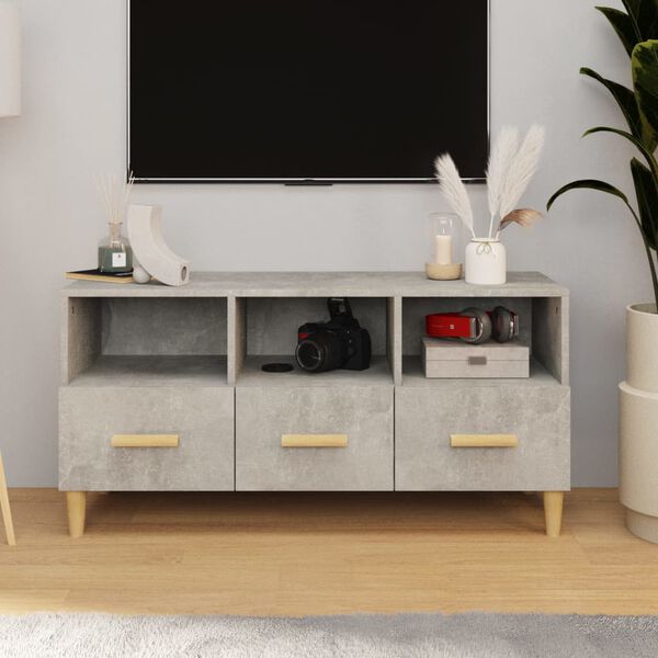 vidaXL Mueble de TV madera de ingeniería gris hormigón 102x36x50 cm