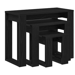 vidaXL Mesas Nido 3 pcs Roble Negro Madera contrachapada