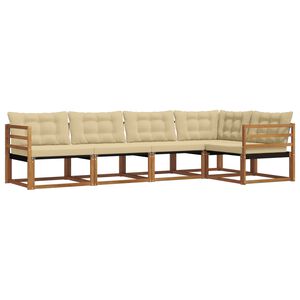 vidaXL Conjunto de sof&aacute;s de exterior con coj&iacute;n 5 pcs Natural y Beige