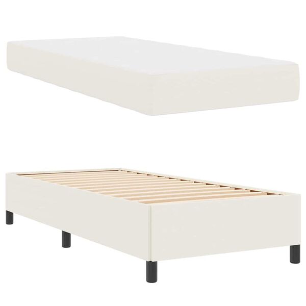 vidaXL Estructura de cama con colch&oacute;n Crema 90 x 190 cm tela