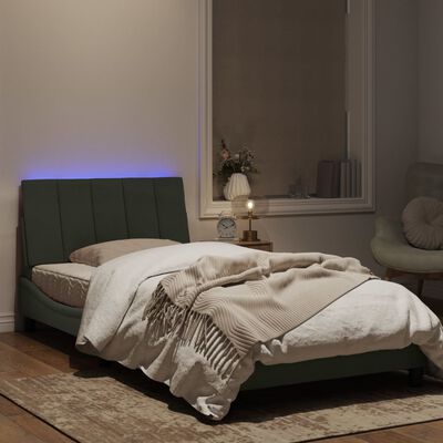 vidaXL Estructura cama con luces LED terciopelo gris claro 100x200 cm