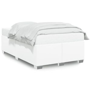 vidaXL Estructura de cama sin colch&oacute;n cuero sint&eacute;tico blanco 120x190cm