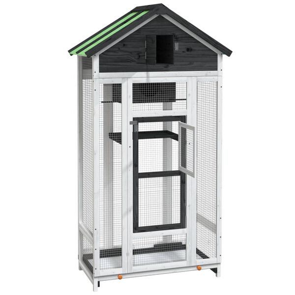 vidaXL Casita para pájaros madera maciza pino gris 91,5x53x170 cm