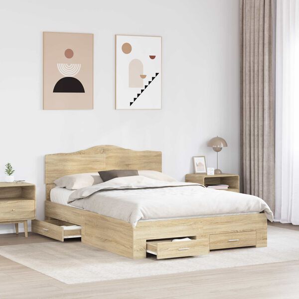 vidaXL Estructura de cama con cabecera Roble Sonoma 140 x 200 cm