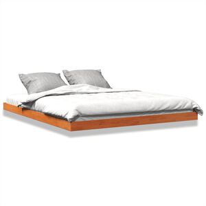 vidaXL Cama sin colch&oacute;n madera maciza pino marr&oacute;n cera 150x200 cm