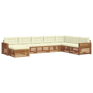 vidaXL Conjunto de sof&aacute;s de exterior con coj&iacute;n 8 pcs Natural y Crema